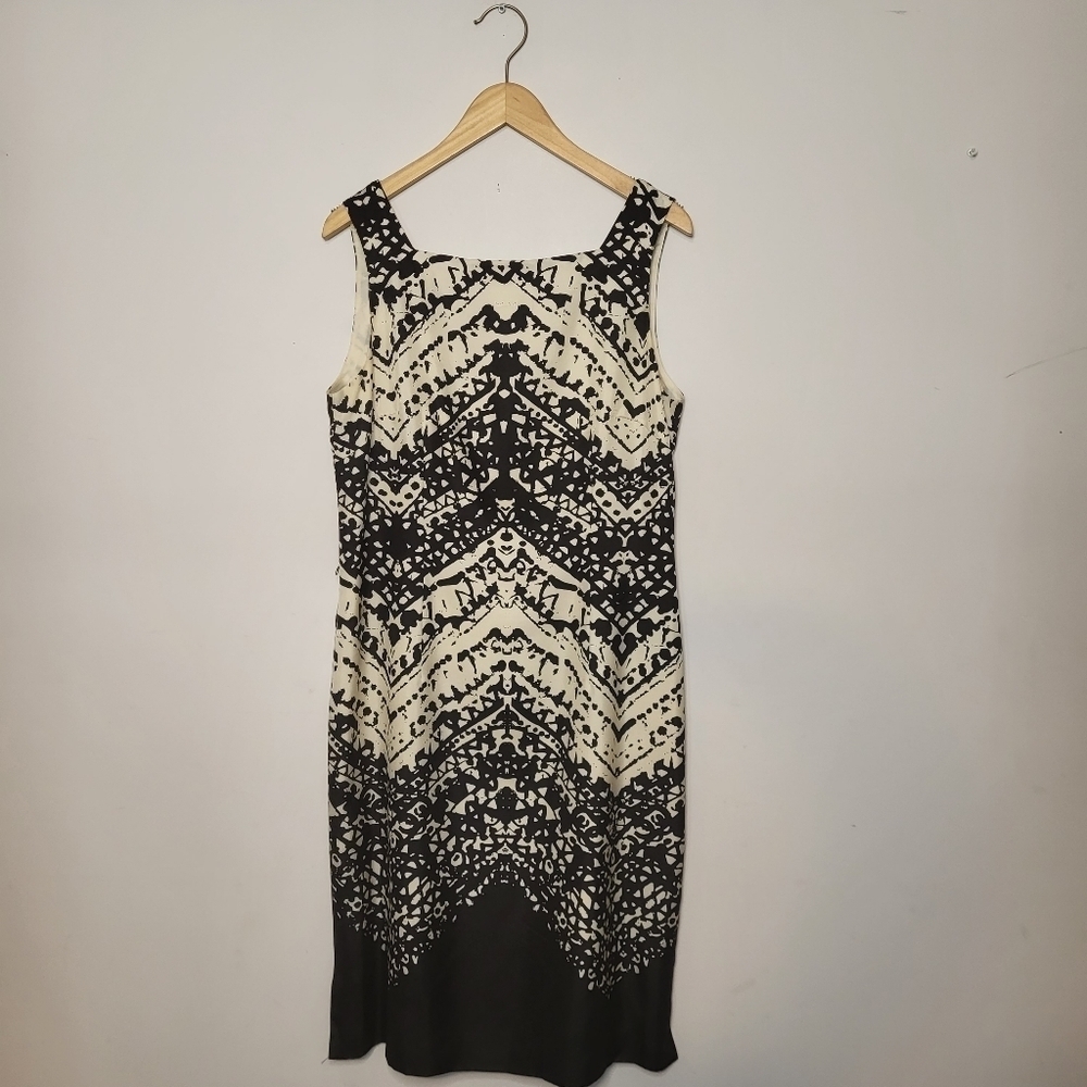 Talbots Pure Silk Square Neckline Knee Length Sleeveless Dress Black Size 10